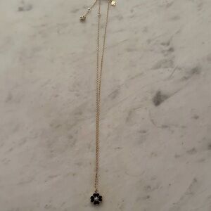 Kate Spade Gold Necklace with Black Flower Pendant
